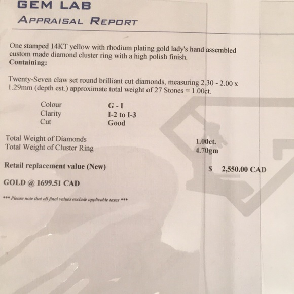 - 14k Gold 1 TCW Diamond cluster ring w/Appraisal - Picture 12 of 14